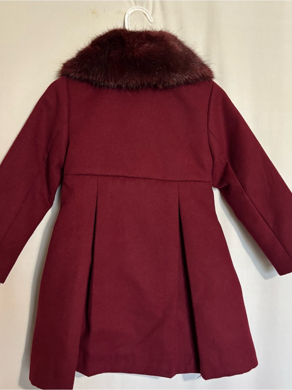 Edgehill Collection Single-Breasted Girl’ 4/5 Burgundy Coat removable collar - Picture 3 of 9